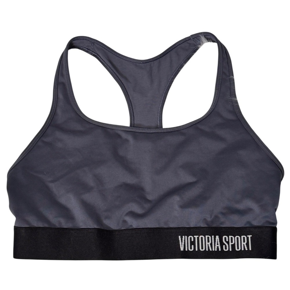 Victoria Sport The Player Racerback Sports Bra Gray Black Medium